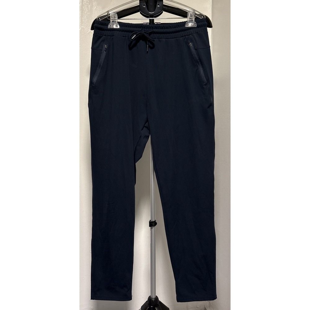 Parisdiary Men Breathable Activewear Jogger Pants Blue  Size L Zipper Pockets